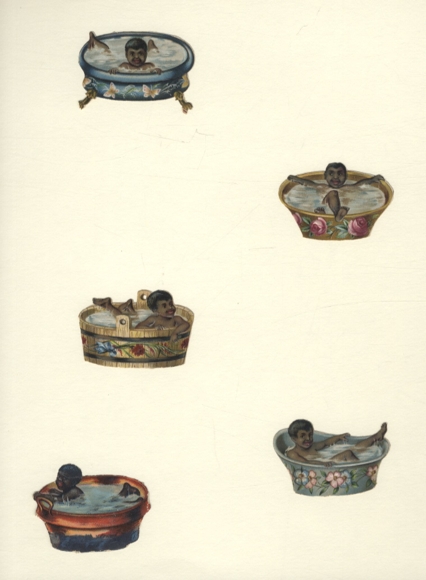 5 wafers children with dark skin in hot tubs, each approx. 4 x 5.5 cm