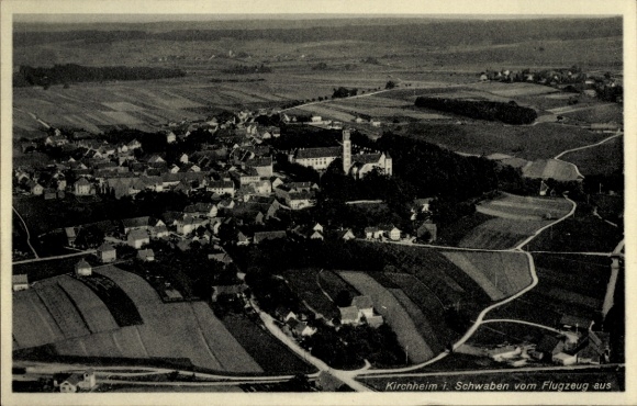 Postcard Kirchheim in Schwaben Allgäu, aerial photograph