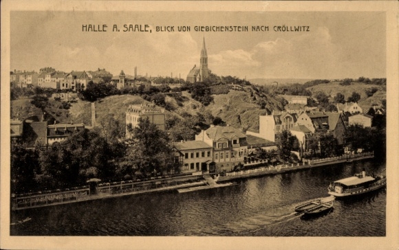 Postcard Giebichenstein Halle an der Saale, view of Giebichenstein, Cröllwitz, Saale