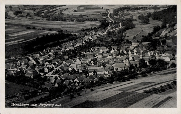 Postcard Wenkheim Werbach an der Ta, aerial photography