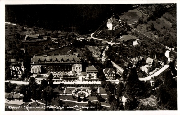 Postcard Bad Wildbad in the Black Forest, aerial photograph, spa, hotel, nature, forest