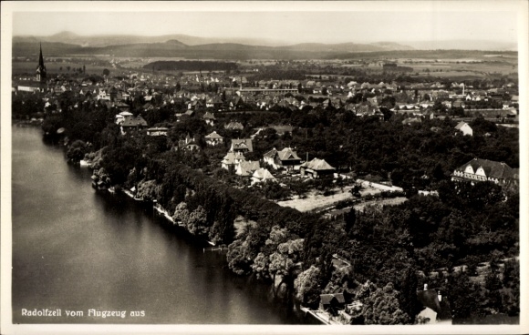 Ak Radolfzell am Bodensee, luchtfoto van de stad