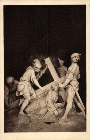 Postcard VII. Station, Jesus falls for the second time under the cross