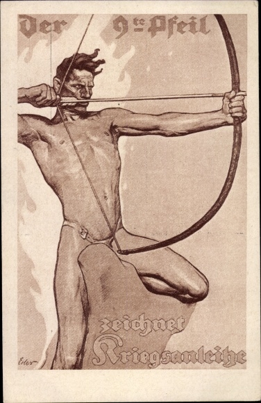 Artist Postcard Erler, Draws War Bond, The Ninth Arrow, Archer