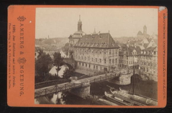 CdV Photo Bamberg in Bavaria, Town Hall and Lower Bridge