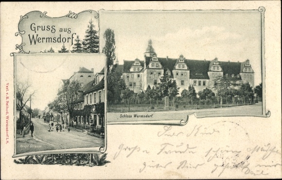 Ak Wermsdorf in Sachsen, Schloss, Hauptstraße
