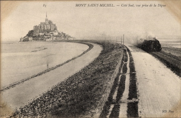 CPA Mont Saint Michel Manche, Côté Sud, vue prijs de la Digue