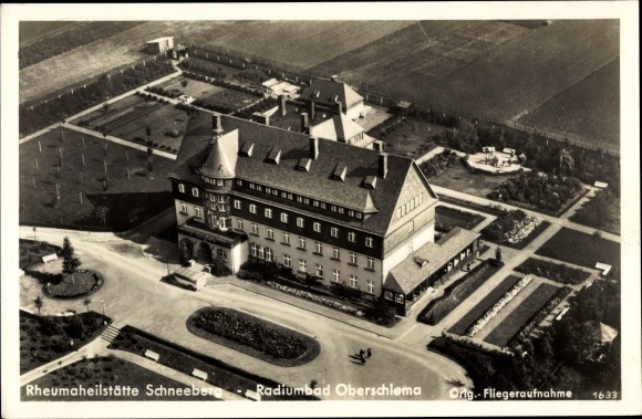 PC Schneeberg in the Ore Mountains, aerial photograph of a rheumatism sanatorium