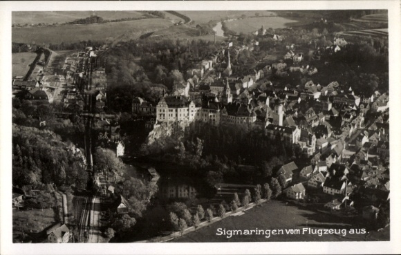 Ak Sigmaringen an der Donau, Fliegeraufnahme