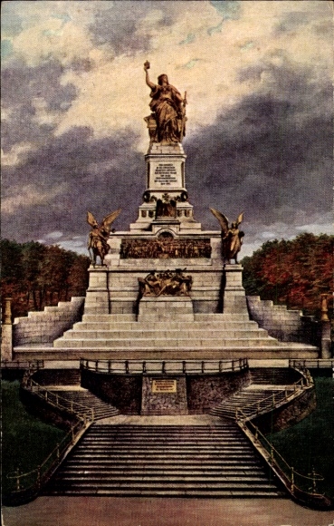 Artist Postcard Rüdesheim am Rhein, Niederwald National Monument