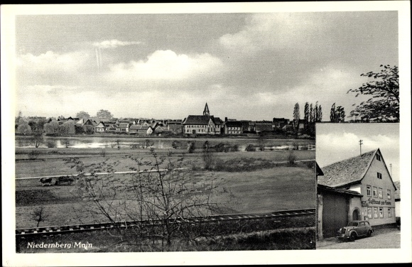 Ansichtkaart Niedernberg am Main Neder-Franken, Inn zur Krone, spoorbedding