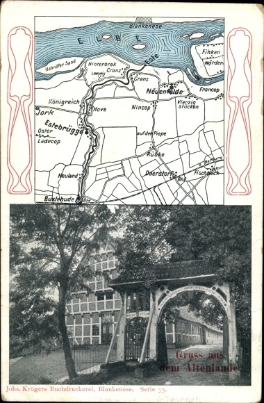 Maps PC Hamburg Harburg Neuenfelde, Estebrügge Jork in the old country, greetings from the old country