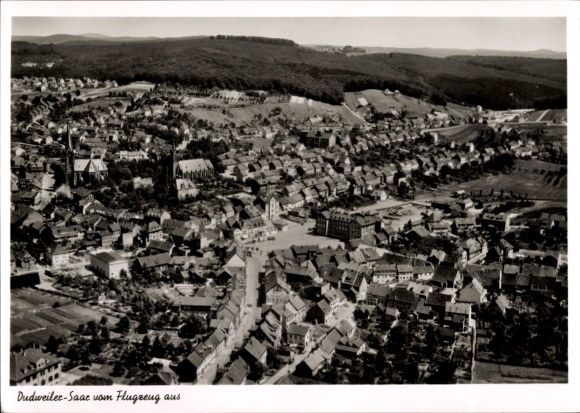 Postcard Dudweiler Saarbrücken in Saarland, aerial photograph