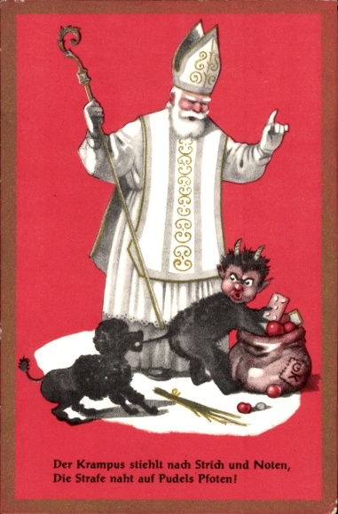 KP Święty Mikołaj, Krampus, worek, prezenty, pudel
