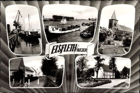 PC Elsfleth on the lower Weser, church, harbor, town views