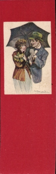 Artist Postcard Bompard, Sergio, Lovers under an umbrella