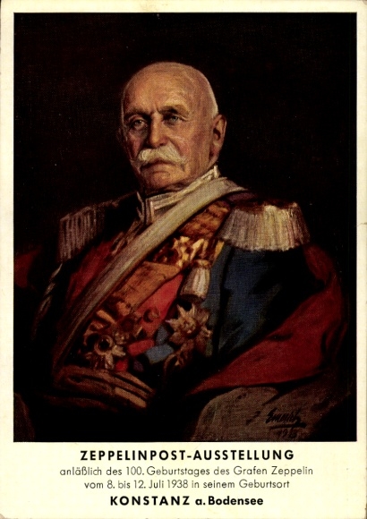Ganzsachen Künstler Ak Emerich, Graf von Zeppelin, Portrait als General der Kavallerie, Uniform