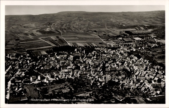 Postcard Niedersaulheim Saulheim in Rheinhessen, aerial photograph