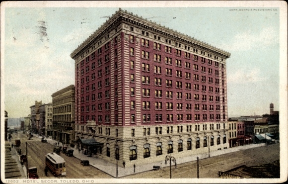 Briefkaart Toledo Ohio de VS, Hotel Secor