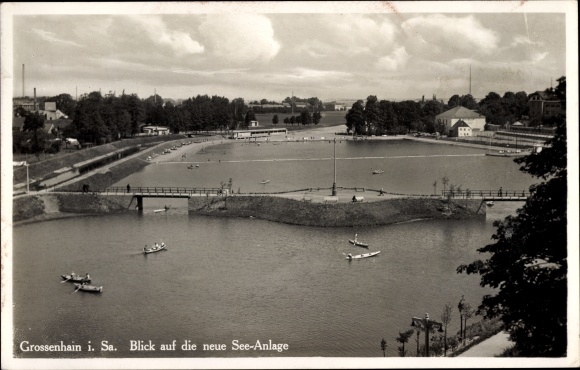 Postcard Großenhain Saxony, new lake complex