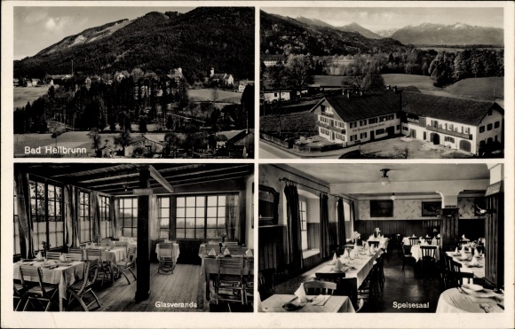 Postcard Bad Heilbrunn Kr. Bad Tölz Wolfratshausen, spa board, coffee and restaurant Kronschnabel
