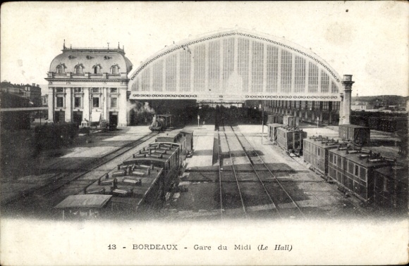 Postcard Bordeaux-Gironde, Gare du Midi, the hall
