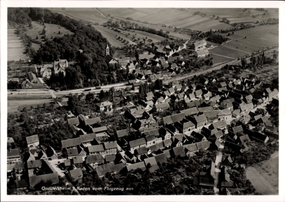 Postcard Gondelsheim in Baden, aerial photograph