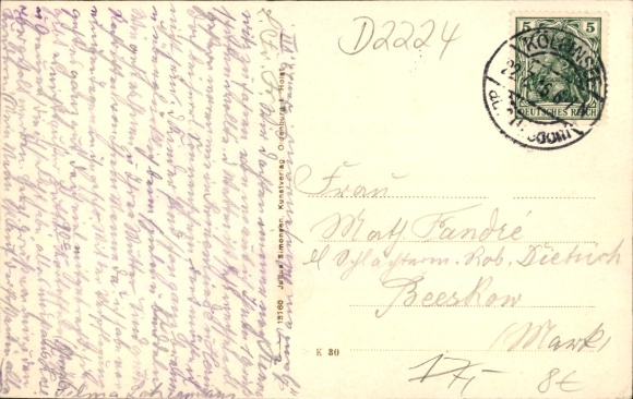 Postcard Ostseebad Kölpinsee on Usedom, beach