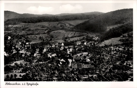 Postcard Hohensachsen Weinheim an der Bergstraße Baden, landscape photograph of numerous houses, Ber