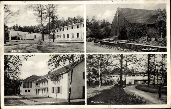 Ak Lübbecke in Ostwestfalen, Internat, Martinskirche, Waldschule, Altersheim