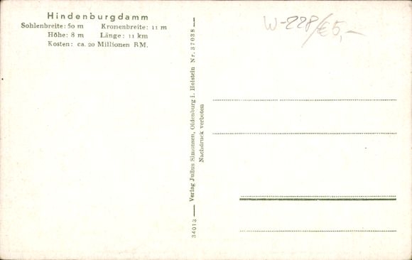 Maps Postcard Island Sylt, Westerland, List, Hindenburgdamm, Föhr