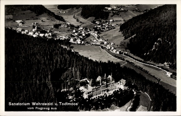 Ak Todtmoos im Schwarzwald, Sanatorium Wehrawald, Fliegeraufnahme
