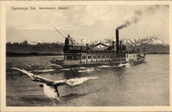 Postcard Starnberger See, Salon Dampfer Bavaria, Seagull