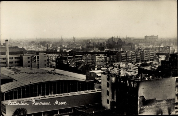 foto Rotterdam Zuid-Holland Nederland, Panorama Meent, oorlogsvernietiging, II WO