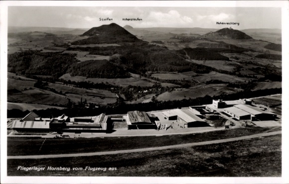 Postcard Schwäbisch Gmünd in the Ostalbkreis, Hornberg air base, aerial photograph