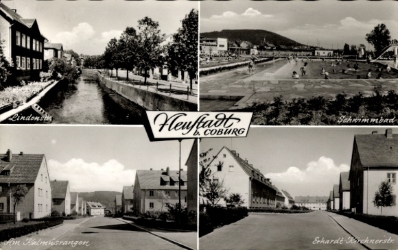 Ak Neustadt bei Coburg Oberfranken, Lindenstraße, Schwimmbad, Am Kalmusrangen, Erhardt Kirchner Str