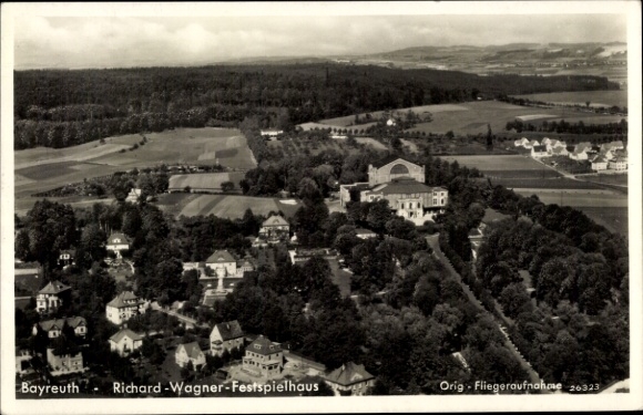 Postcard Bayreuth in Upper Franconia, aerial photograph, Richard Wagner Festival Hall