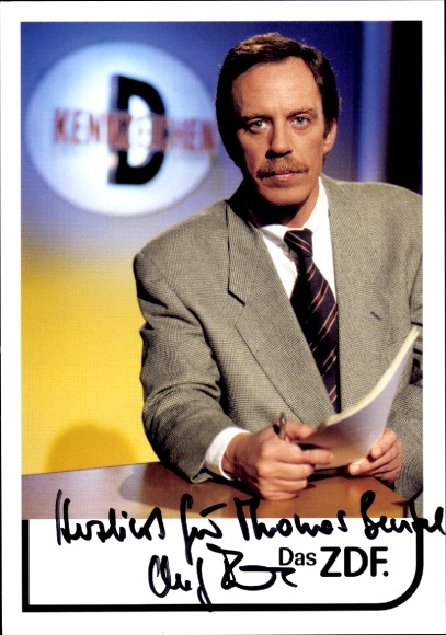 Postcard Moderator Olaf Buhl, Portrait, License Plate D, Autograph