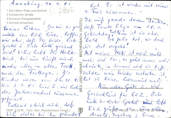 Postcard Annaburg Saxony Anhalt, Karl-Marx-Platz, Zulisdorfer Straße, Parkgaststätte, Schloss courtyard