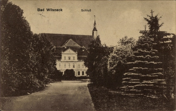 Postcard Bad Wilsnack in the Prignitz, castle with quiet avenue, trees, architecture