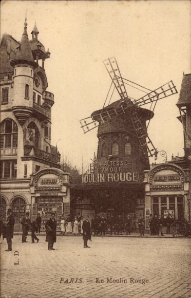 Postcard Paris XVIII Montmartre, The Moulin Rouge