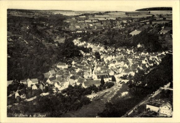 Postcard Widdern an der Jagst Württemberg, aerial photograph