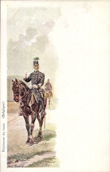 Artist Postcard Geens, Louis, Belgium, Train Regiment
