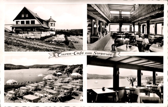 Postcard Langscheid am Sorpesee Sundern in Sauerland, Turm-Cafe, terrace, guest room
