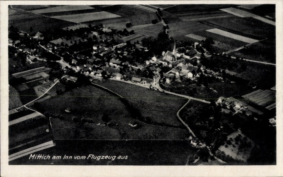 Postcard Mittich Neuhaus am Inn Lower Bavaria, aerial photograph