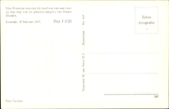 Postcard Soestdijk Utrecht, prince Bernhard der Niederlande, Prinzessinnen Beatrix, Irene, Margriet