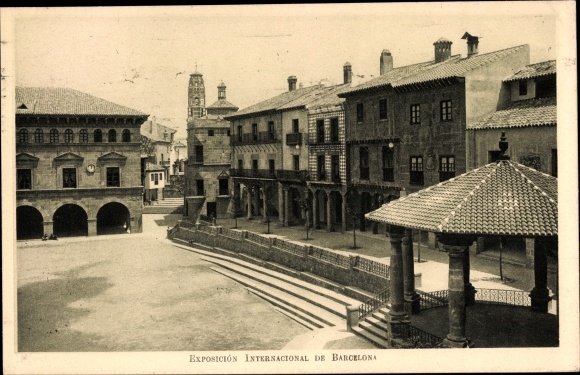 Postcard Barcelona International Exhibition, Plaza Mayor