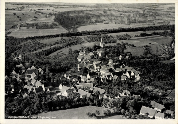 Postcard Baumerlenbach Öhringen in Hohenlohekreis Württemberg, aerial photograph