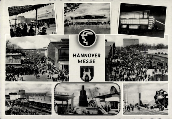 Coat of arms Postcard Hannover in Lower Saxony, exhibition grounds, Rheinstahl, visitors
