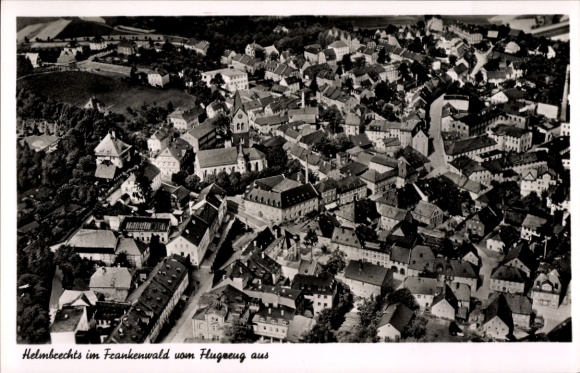 Postcard Helmbrechts in Upper Franconia, aerial photograph